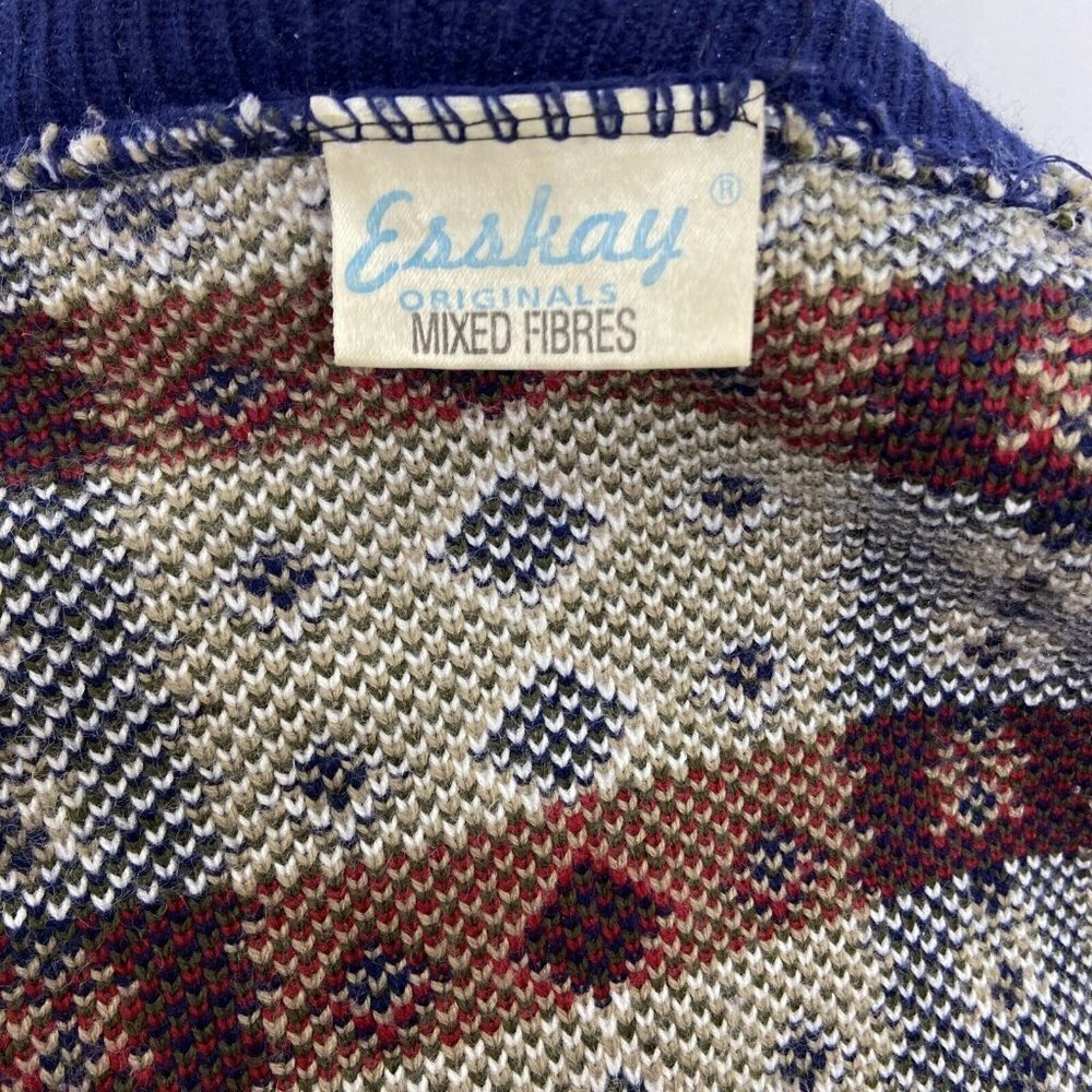 Vintage Esskay Originals Woman 11 M Cardigan Sweater Fair Isle‎ Floral EEC Euro - Picture 6 of 9